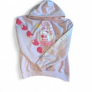 Hello Kitty Light Pink Strawberry Milk Hoodie